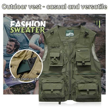 Men’s Summer Tactical Vest: 14-Pocket, Mesh, Ideal for Hiking, Fishing, Photography & Work - V.I.P Digital Presence