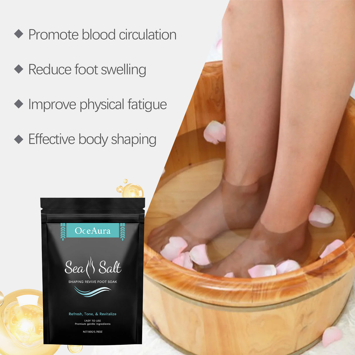 Sea Salt Foot Bath Salt Sea Salt Foot Soak Feet Beauty Body Firming Body Skin Moisturizing Care Foot Bath Salt