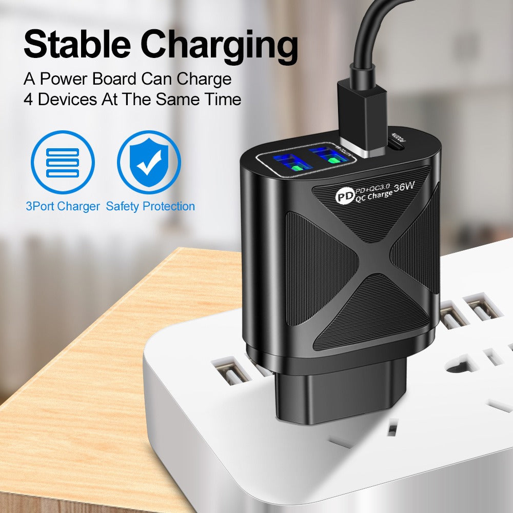 36W PD+QC3.0 2.4A Dual USB Fast Charging Phone Charger - V.I.P Digital Presence