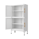 White metal kitchen storage cabinet, kitchen pantry storage cabinet with door and shelf, adjustable leveling feet - V.I.P Digital Presence
