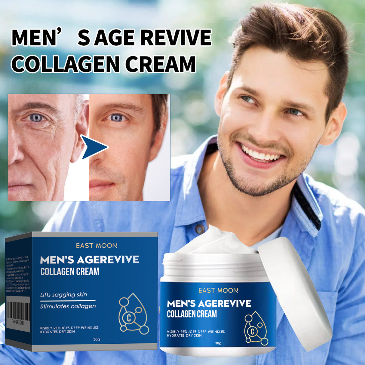 Collagen Wrinkle Remover Cream for Men, Anti Aging Fade Fine Lines Tightening Hydrating Cream - V.I.P Digital Presence