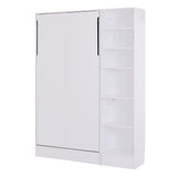 Twin Size Murphy Bed Wall Bed with Sofa,with Shelves,White - V.I.P Digital Presence