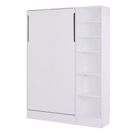 Twin Size Murphy Bed Wall Bed with Sofa,with Shelves,White - V.I.P Digital Presence