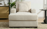 39.7" Oversized Chaise Lounger Modern Style Sofa Couch ,with Pillows, Charge Station & Cup Holders, Chenille Fabric, Cream - V.I.P Digital Presence