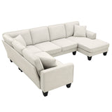 [VIDEO provided] [New] 108*85.5" Modern U Shape Sectional Sofa 7 Seat Fabric Sectional Sofa Set - V.I.P Digital Presence