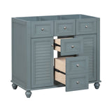 36 "No sink, with 2 drawers and soft closing door, independent makeup rack, bathroom cabinet, blue (excluding sink) - V.I.P Digital Presence
