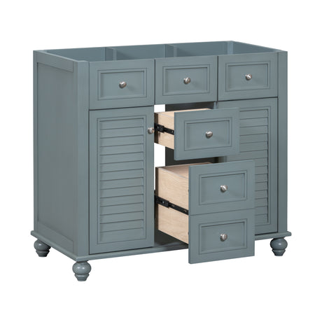36 "No sink, with 2 drawers and soft closing door, independent makeup rack, bathroom cabinet, blue (excluding sink) - V.I.P Digital Presence