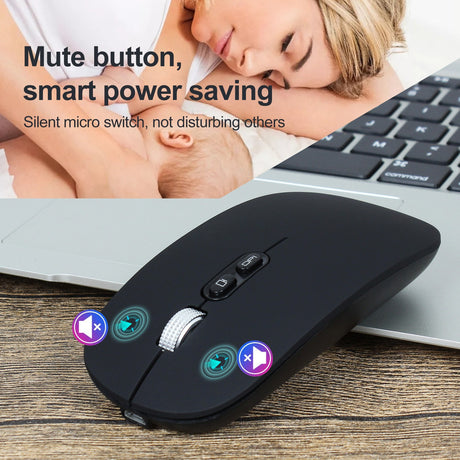 Rechargeable wireless mouse with 2.4G mute and one click return to desktop office mouse with built-in lithium battery - V.I.P Digital Presence