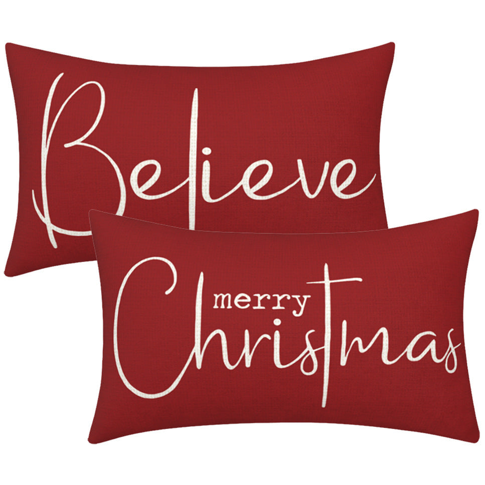 Christmas Decorative Pillowcase 2-piece Set Merry Christmas Sofa Cushion Cover Believe Waist Pillow Cover - V.I.P Digital Presence