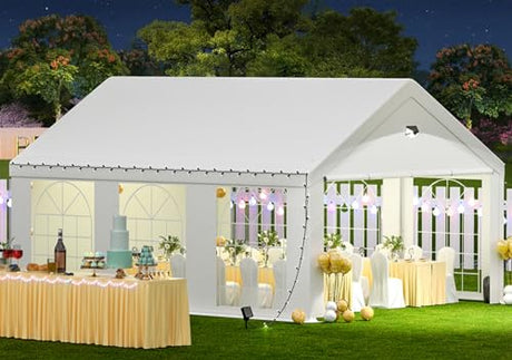 Sannwsg Party Tent -10x20FT Heavy duty Tent with Removable Side, Wedding Exclusive Holday Bithday BBa Backyard Evening Tent - V.I.P Digital Presence