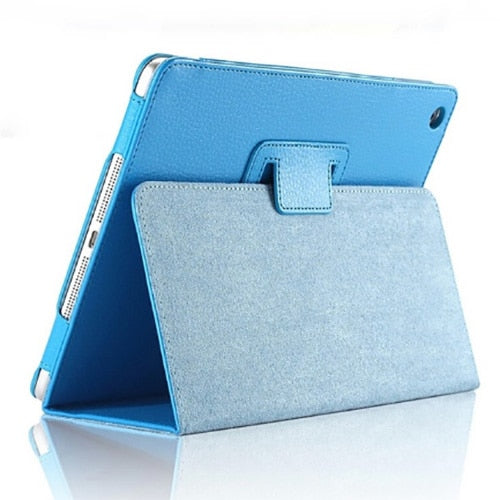 Funda con tapa automática para iPad 2, 3 y 4 de Apple, de piel sintética tipo lichi, con soporte inteligente y función atril.