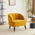 Upholstered Barrel Accent Chair With Wooden Legs - V.I.P Digital Presence