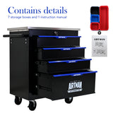 4 DRAWERS MULTIFUNCTIONAL TOOL CART WITH WHEELS-BLACK - V.I.P Digital Presence