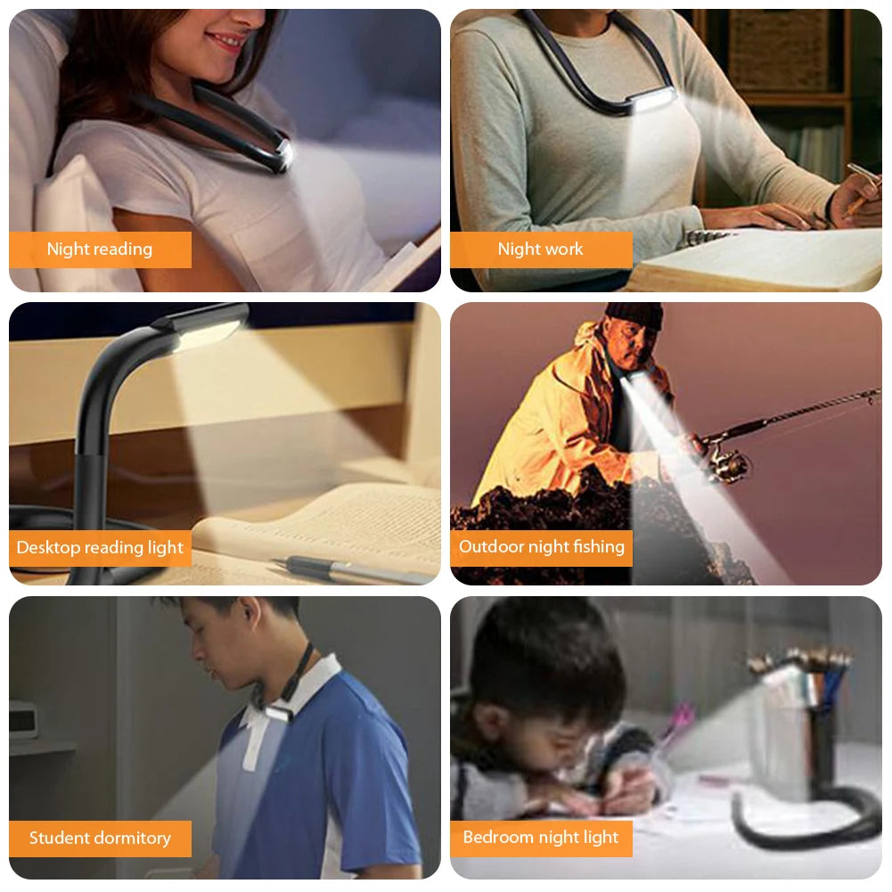 Neck Reading Light Book Lights Reading in Bed Bendable Long Lasting Portable USB Rechargeable Novelty Flexible LED Book Lighting - V.I.P Digital Presence
