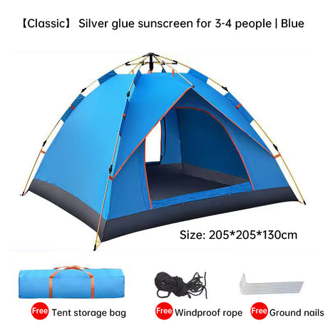 Quick-Deploy Green/White Outdoor Tent, Comfortably Accommodating 3-4 People on Camping Trips - V.I.P Digital Presence