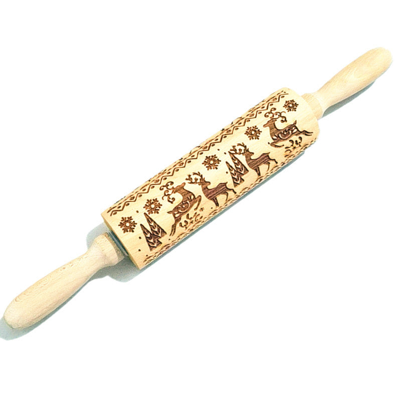 Wooden Rolling Pin Beechwood Laser Engraved Printed Rolling Pin Embossing Christmas Flip Sugar Cookie Rolling Pin - V.I.P Digital Presence