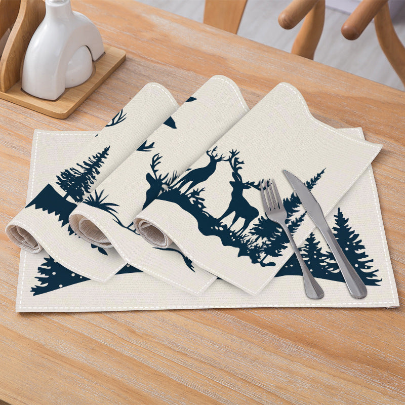 Christmas placemat reindeer print decoration insulation mat kitchen dining table coaster - V.I.P Digital Presence