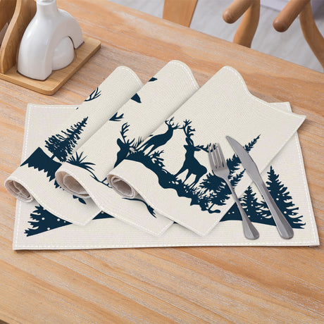 Christmas placemat reindeer print decoration insulation mat kitchen dining table coaster - V.I.P Digital Presence