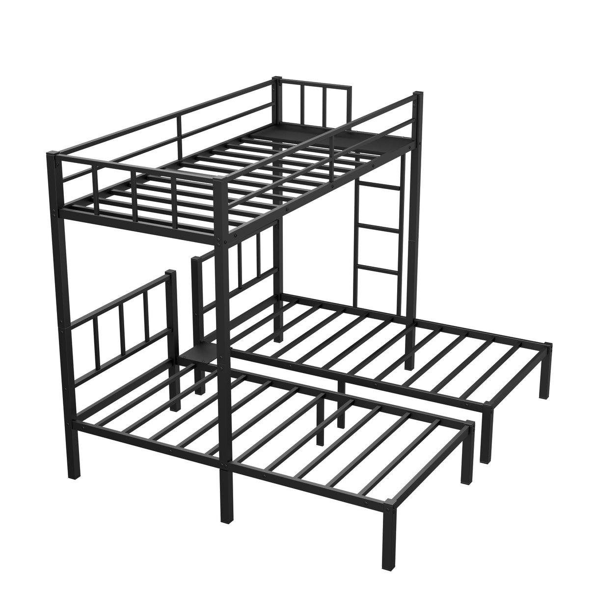 Twin over Twin & Twin Bunk Beds for 3, Twin XL over Twin & Twin Bunk Bed Metal Triple Bunk Bed, Black - V.I.P Digital Presence