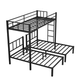 Twin over Twin & Twin Bunk Beds for 3, Twin XL over Twin & Twin Bunk Bed Metal Triple Bunk Bed, Black - V.I.P Digital Presence
