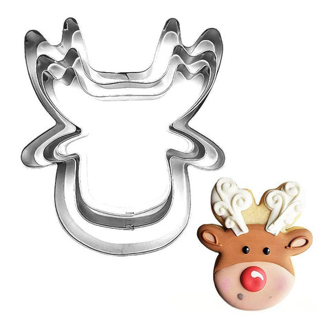 Christmas baked goods reindeer 3-piece set stainless steel biscuit mold Christmas reindeer cookie cutter set - V.I.P Digital Presence