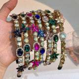 Crystal flower set with colorful glass diamond fine edge hair hoop - V.I.P Digital Presence