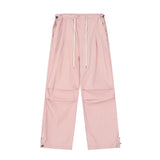 Wrinkled Casual Straight Cargo Pants Men's American Loose Solid Color Thin Sports Drawstring Cuffed Long Trousers - V.I.P Digital Presence