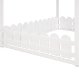 (Slats are not included) Full Size Wood Bed House Bed Frame with Fence for Kids Teens Girls Boys (White ) - V.I.P Digital Presence