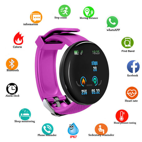 D18 Smart Bracelet Color Round Screen Heart Rate Blood Pressure Sleep Monitoring Pedometer Sports Encyclopedia Star Smart Watch - V.I.P Digital Presence