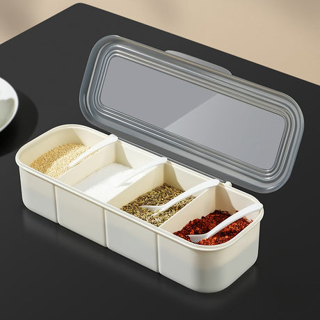 Japanese minimalist seasoning box, kitchen supplies, transparent multi grid with lid for household use - V.I.P Digital Presence