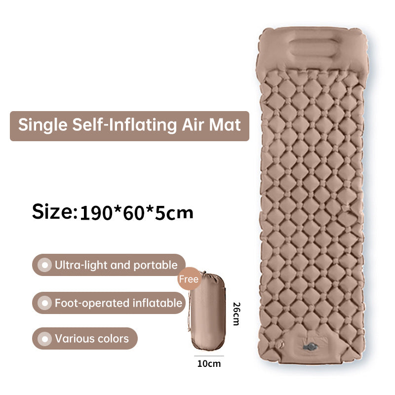 Colchoneta inflable doble para dormir para exteriores, con almohada y bomba incorporadas, para acampar, hacer mochilerismo y hacer senderismo.