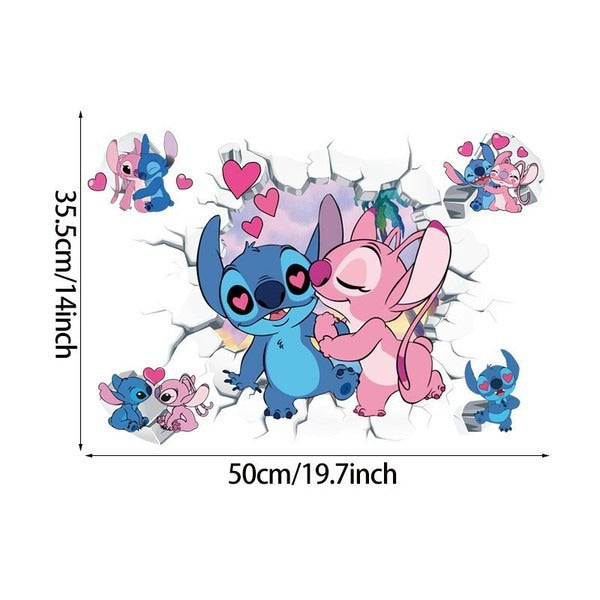 3D Broken Wall Stitch Wallpaper Children's Room Art Poster Decoration Self Adhesive Cartoon Anime Sticker Glass Door Sticker - V.I.P Digital Presence