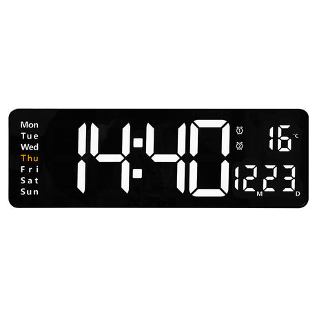 13/16 Inches Large LED Digital Wall Clock ,Wall Mounted Remote Control Temperature Date Week Display Timer Dual Alarm Clock - V.I.P Digital Presence