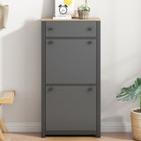 ONTREND functional with 2 flipped drawers, top shoe cabinet with adjustable panel, independent shoe rack, gray - V.I.P Digital Presence