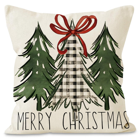 Green Christmas Pillow Cover Linen Printed Pillow Cover Holiday Living Room Bedroom Decoration Cushion Cover - V.I.P Digital Presence