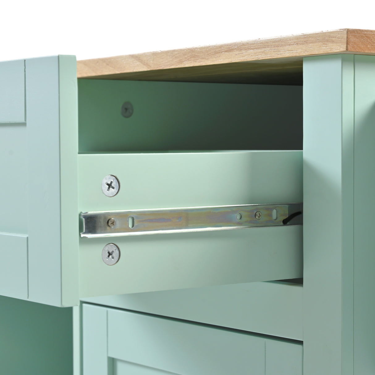 Kitchen trolley, cabinet door internal storage rack with storage cabinet and 3 dining room drawers, mint green - V.I.P Digital Presence
