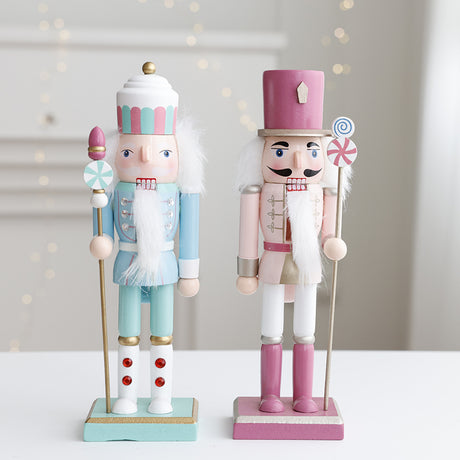 Walnut solid wood soldier puppet ornament Christmas decoration 26CM macaron color creative ornament - V.I.P Digital Presence
