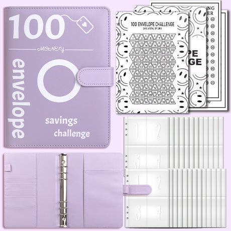 100 Envelope Challenge Binder Couple Save Money Challenge Envelope Sheet Pocket Book - V.I.P Digital Presence