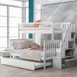 Twin over Full Bunk Bed with Trundle and Staircase White - V.I.P Digital Presence