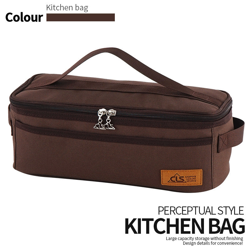 Bolsa de almacenamiento de utensilios de cocina para acampar al aire libre, bolsa de almacenamiento de vajilla para barbacoa de camping, bolsa de cosméticos de viaje autónoma, bolsa de lavado portátil