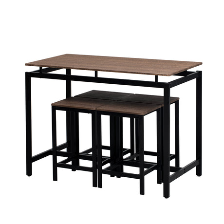 TREXM 5-piece compact bar table with table and stool - modern industrial design (dark brown) - V.I.P Digital Presence
