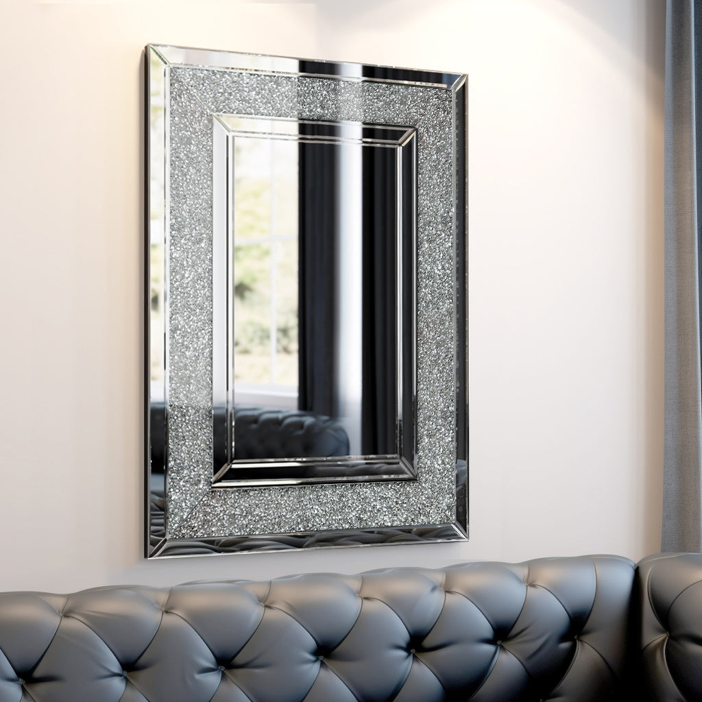 Large Wall-Mounted Silver Decorative Rectangular Wall Mirror for Home, Living Room, Bedroom, Entryway (clear HD mirror) - V.I.P Digital Presence