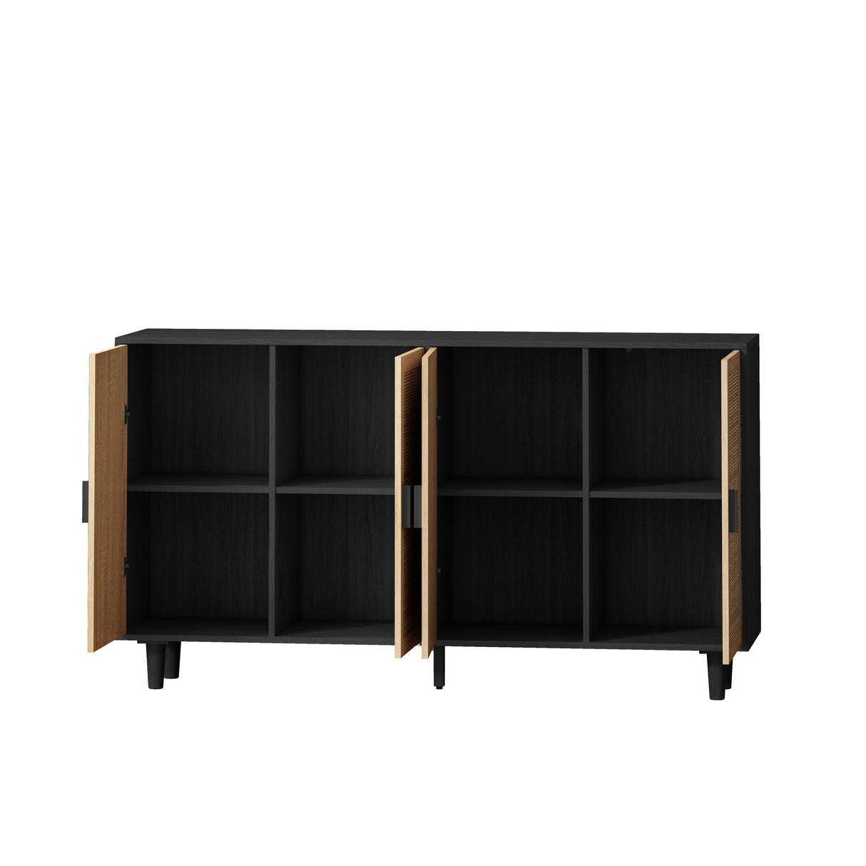 62.20"Elegant and Functional 4-Door Rattan Decorative Storage Cabinet,for Bedroom,Living Room,Office,Easy Assembly,Black - V.I.P Digital Presence