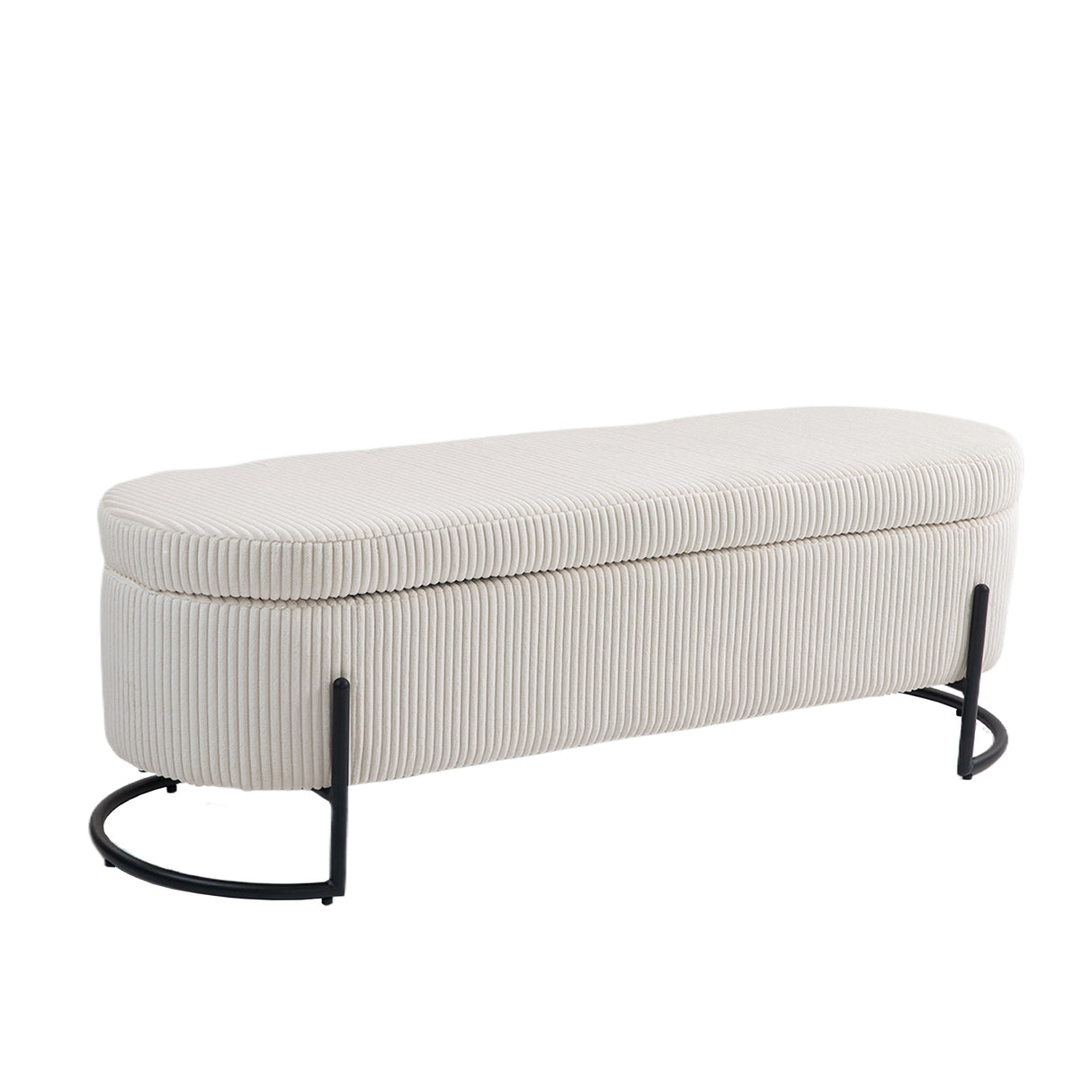 COOLMOR storage Ottoman chair with safety hinge and soft cushion fabric storage Ottoman stool (beige) - V.I.P Digital Presence