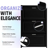U-Can Shoe Storage Cabinet for Entryway with 3 Flip Drawers, Modern Shoe Organizer Cabinet, Free Standing Shoe Rack Black - V.I.P Digital Presence