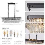 Chandeliers,Rectangular Crystal Chandelier Adjustable,E12 Modern Industrial Crystal Lights (Bulb Not Included) - V.I.P Digital Presence