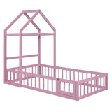 Wooden Twin Size Children's Bed with Detachable Headboard and Integrated Clothes Drying Rack, Pink - V.I.P Digital Presence