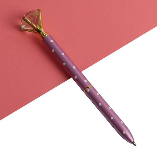 21Color Kawaii Ballpoint Pen Big Gem Metal Ball Pen With Large Diamond Blue And Black Magical Pen Fashion School Office Supplies - V.I.P Digital Presence