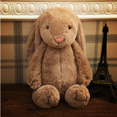 Muñeco de peluche de conejito bordado, conejito de orejas largas, bebé durmiendo con un muñeco de conejito de orejas grandes