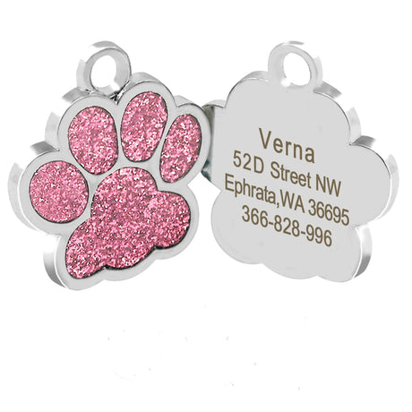 Personalized Dog Tags Engraved Cat Puppy Pet ID Name Collar Tag Pendant Pet Accessories Bone/Paw Glitter - V.I.P Digital Presence